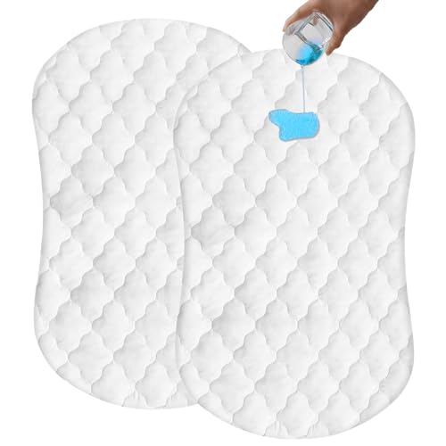 Image of Bamuho Halo Waterproof Bassinet Mattress Protector, 2 Pack Bassinet Mattress Pad Cover Compatible with Halo Bassinest Swivel Sleeper 3.0, Envelope Closure Style - White 31"x18"