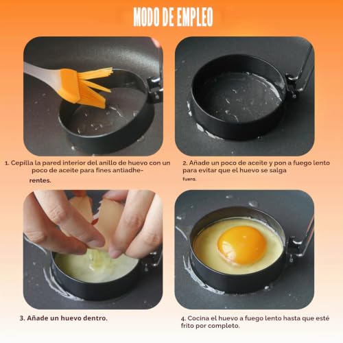 Miniatura 3 de 2 Piezas Anillos Para Huevos Forma De Huevo Frito Moldes Para Huevos Fritos Para La Sartén Maker Formador De Huevos Para Sartén De Huevos Cocidos Sartén De Huevos Fritos Sartén Para Pancakes Molde De