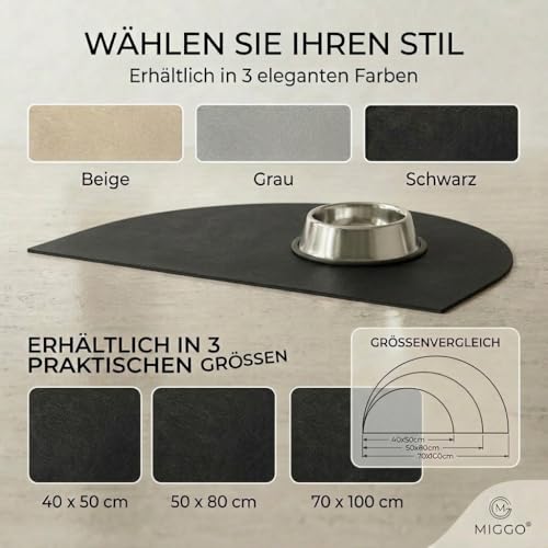Miggo® Premium Napfunterlage [saugfähig & rutschfest] Katzen Zubehör | Napfunterlage Hund Katze Katzenmatte Futtermatte Katzen | Schuhmatte Hundenapf Unterlage für Futter, Wasser, Brunnen | Kunstleder