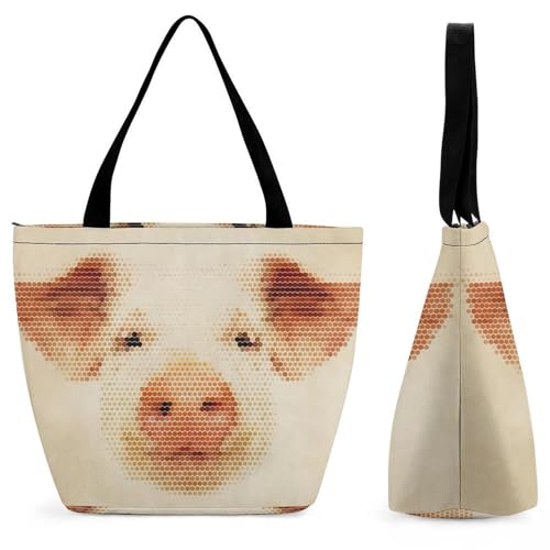 Sac à main cochon rétro au design grand format 32cm pour le voyage et le shopping