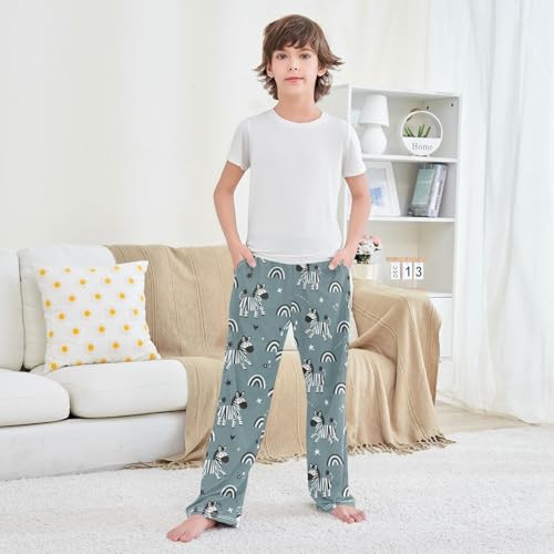 Boys' Pants Cute Zebra Rainbow Star Sparkle Long Bottoms Jogger Pants Elastic Waist Trousers with Pockets S-XL3