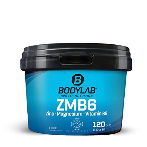 Bodylab24 ZMB6 120 Kapseln mit den Mineralstoffen Zink Magnesium Vitamin B5 B6 & Vitamin D ideal als Zusatzsupplement in intensiven Trainingsphasen