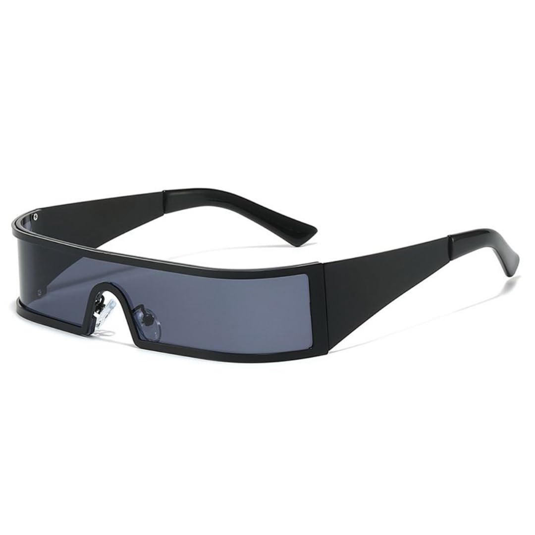 Lunettes de soleil vintage une pièce avec petite monture style punk pour homme, lunettes en métal de luxe à la mode
