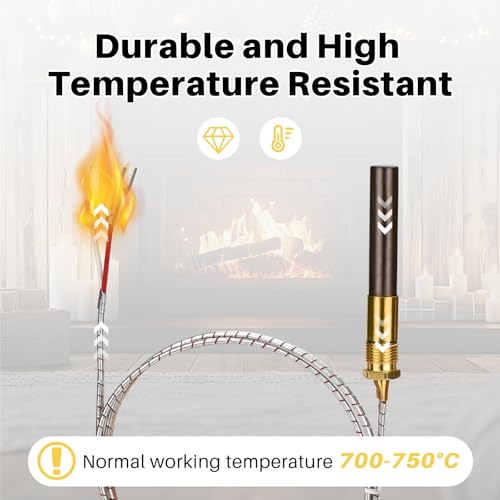 Yncotte Thermopile for Gas Fryer, 750℃ Temperature Resistance Thermopile Generator, 750 MV 38" Aluminum Thermocouple Replacement Part for Pitco 60125501 & Gas Fireplace/Gas Water Heater/Oven