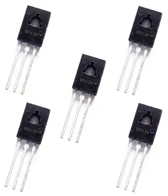 INVENTO 5Pcs BD140 Bipolar (BJT) Single Transistor, General Purpose, PNP, 80 V, 12.5 W, 1.5 A, 40 hFE