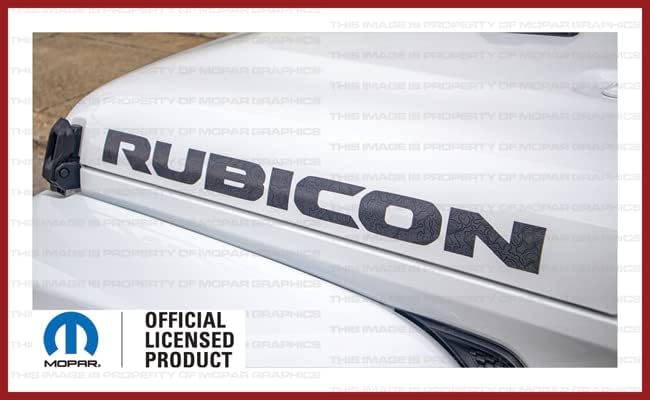 Miniatura 3 de Decal Mods Rubicon - Calcomanías gráficas para capó para Jeep Wrangler y Gladiator JL/JT Rubicon (2018-2024), gris oscuro Topo con líneas negras