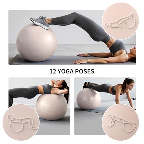 Image of Extra Thick Yoga Ball with Training Instruction, Anti-Burst Slip Resistant Exercise Ball with Pump for Pilates,Physical Therapy,Pregnancy Stability,Birthing Ball 22in 26in 30in