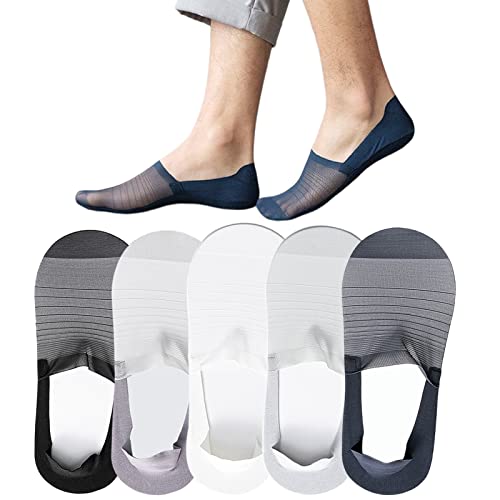 5 Pairs Invisible Ice Silk Breathable Socks, No Show Socks For Men And Women, Ultra Low Cut Non Slip Flat Boat Liner (US, Alpha, One Size, Regular, Regular, 5, A+B+C+D+E)