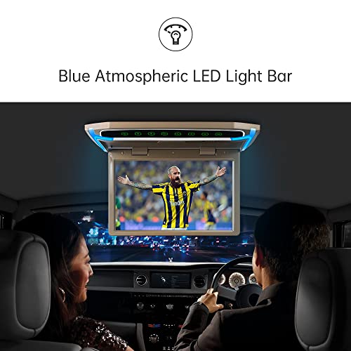 Xtrons 1080P Car Video Player, 10.2 Inch Hd Wide Screen Car Overhead Roof Mounted Monitor Ultra-Thin Flip Down Tv For Cars Support Ir / Usb / Sd / Hdmi Input (No Dvd Drive) (Cashmere Beige) #TOP5