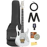 Ibanez JEM7VP Steve Vai Signature Premium Electric Guitar - White Bundle with Gig Bag, Tuner, Strap, Cable, Austin Bazaar Instructional DVD, and Polishing Cloth