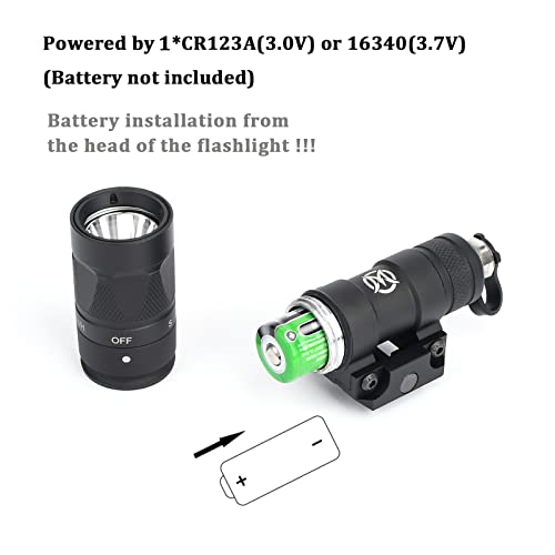 QIRUIMY M300W Strobe Torch with Dual Function Switch,500 Lumens Tactical Strobe Flashlight Scout Light for 20mm Picatinny Rail System (Black) - Image 2