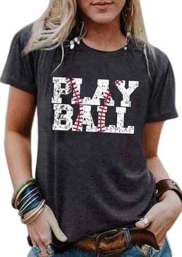 Play Ball T Shirt for Womens Baseball Mama Graphic Tees Summer Short Sleeve Casual Tops2