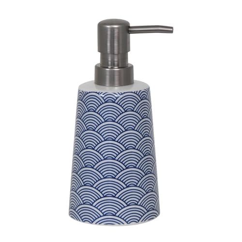 MSV 143654 dispensador de jabón Bento, cerámica, Azul/Blanco, 30 x 20 x 15 cm