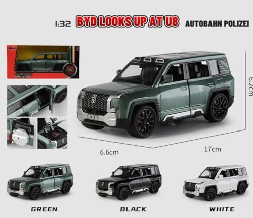 Image of WORSHIPER 1:32 Scale BYD U8 Diecast SUV Car Model � Pull Back Alloy Toy Car with Lights & Sound, Openable Doors � Metal Simulation Car for Kids & Collectors [Multicolour]