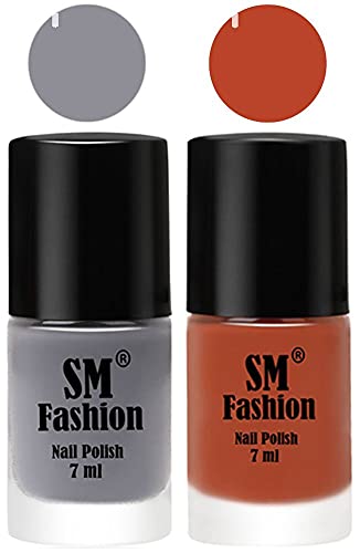 Image of Long Lasting Nail Polish | Nail Paint Combo 7 ml Each) - Set of 2 Gray-Light Coral