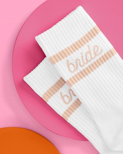xo, Fetti Bride Socks, White + Tan | Bride To Be Gift, Bachelorette Party Favor, Bach Party Decorations, Wedding Day Sandals, Bridesmaid Gift, Bridal Shower Party Favor3