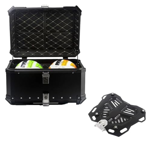 Genérico Baúl De Motocicleta De Aleación De Aluminio, Caja De Viaje Impermeable Ip68, Baúl Superior De Motocicleta De Instalación Rápida (Black 100L)