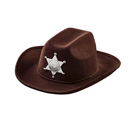 Äkta utseende cowboyhatt med sheriff stjärna barn storlek hatt huvudbonad accessoar för vilda västern cowboys och indianer maskeradkostymer och kläder