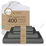 Threadmill Egyptian Cotton Queen Sheet Set | 100% Certified Egyptian Cotton Sheets for Queen Size Bed | Snug Fit Deep Pocket Queen Bed Sheets Set | Soft Cooling Sateen Bedding Set | Dark Grey