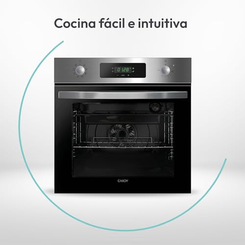 Candy FIDCP X625 L, Horno Multifunción, 70L, Bandeja y Rejilla, Limpieza Aquactiva, Convección + Ventilador radial, 8 Funciones, Display Timer Touch, Mandos Push&Pull, Puerta 2 Cristales, Inox y Negro - Imagen 8