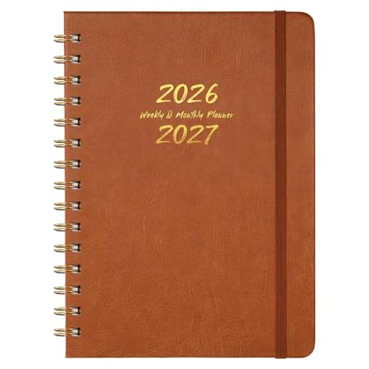Planner 2023-2024 - Weekly & Monthly 2023-2024 Planner with Twin-Wire Binding, July 2023 - June 2024, 6.3" x 8.4", Hardcover with Monthly Tabs, Back Pocket, Thick Paper - Brown