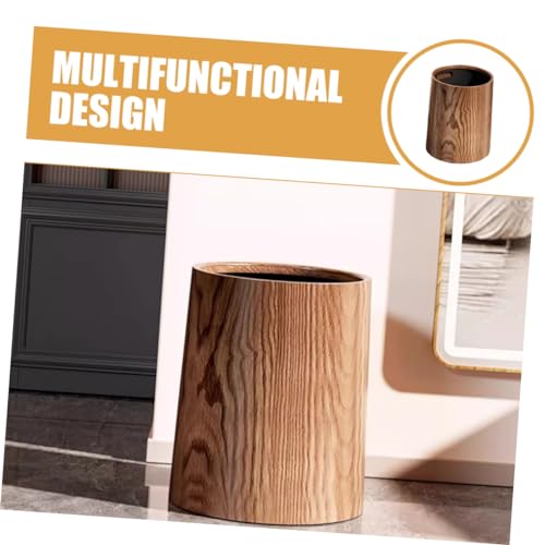 Caneca rectangular para basura con diseño madera rústica miniatura 5