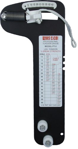 Loos & Co. Sailboat Rigging Tension Gauge, PT-2 Professional Hands-Free Force Gauge, Cable Rigs, Wire Rope Standing Rigging, and Forestays, for 3/16, 7/32, and ¼ inch Cable Diameter, 2000 lbs