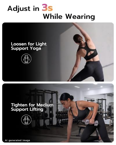 Image of FITTIN Adjustable Sports Bra for Women: High Support for Workout Gym | Adjust in 3s While Wearing Customize Your Comfort Supportive Fit Full Coverage Racerback Padded for Training Yoga