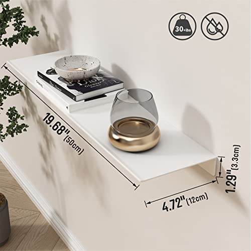 White Floating Shelf For Wall Storage, Metal Wall Shelves For Living Room, Bathroom, Kitchen, 20” Long Display Shelf For Collectibles #TOP1