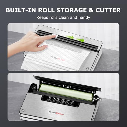 image for Bonsenkitchen Vacuum Sealer Machine with 1 Roll & 5 Airtight Bags, 5 V