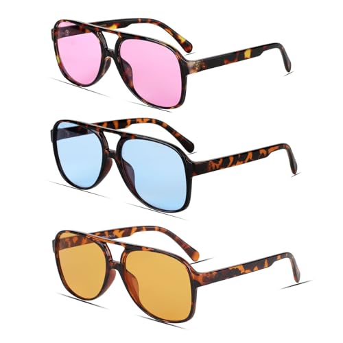 Image of Freckles Mark Vintage Retro 70s Sunglasses for Women Men Classic Large Square Aviator Trendy Glasses