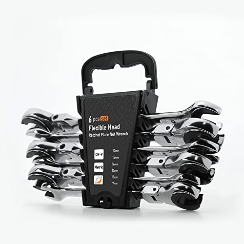 Joga 6Pc Ratchet Wrench Set, Metric Wrenches With Organizer, Open Flex Head Ratchet Wrench, Tubing Wrench Set, Combination Wrench Set, Ratchet Flare Nut Wrench, 14Mm-19Mm Ratchet Wrench #TOP5