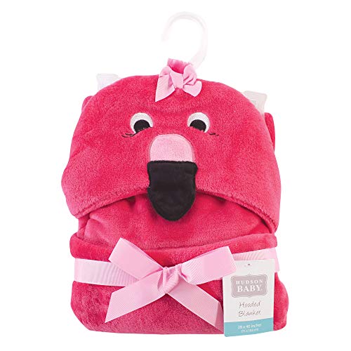 Image of Hudson Baby Unisex Baby and Toddler Hooded Animal Face Plush Blanket, Flamingo, One Size