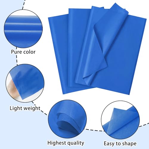 Image of 120 Sheets 20 inchX14 inch Blue Tissue Paper for Gift Bags Wrapping, Weddings Birthday Party Crafts Decoration