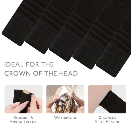 Image of WENNALIFE Invisi Edge & Classic Tape in Hair Extensions Human Hair | 20 Inch 100g 40pcs (Invisi Edge & Classic) Dark Brown Invisi Remy Hair Natural Seamless Injected Tape Ins