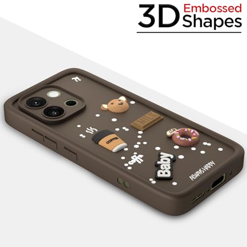Image of Pikkme Back Cover for OnePlus 13S 5G | 3D Bear Silicone Cute & Fun Coffee Cartoon | Full Body Protection Bumper Case (Brown)
