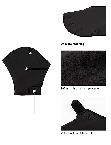 image for FitsT4 Sports Aqua Gloves Webbed Paddle Swim Gloves Fitness Water Aero