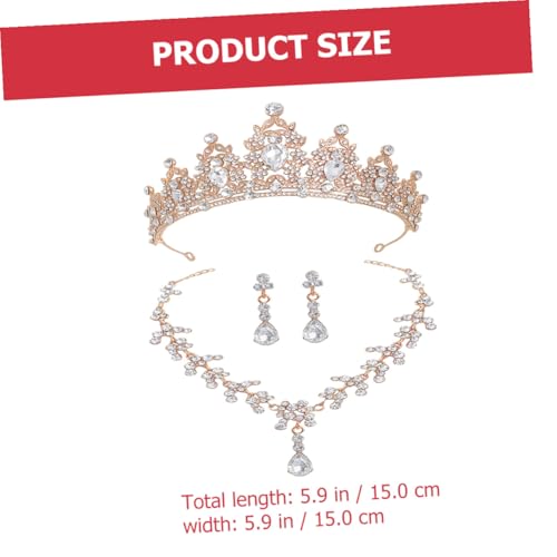 Conjunto de joyas para novia tiara dorada collar pendientes bodas compromisos 2
