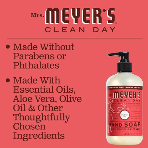 Image of Mrs. Meyer's Liquid Hand Soap, Rhubarb Scent, 12.5 Fl Oz bottle (Pack of 1)
