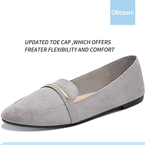 Image of Obtaom Women's Pointy Toe Loafer Flat Comfortable Faux Suede Work Shoes,Cute Penny Loafer Slip On Ballet Flat