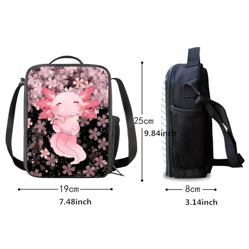 Upetstory Cute Axolotl Backpack for Kids School Bag 4-in-1 Bookbag Set with Lunch Box Pencil Case Water Bottle Sleeve for Teen Girls Boys Schoolbag Elementary Preschool Bookbag Satchel4