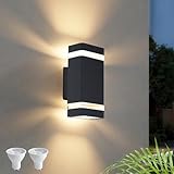 Aipsun Außenlampe Aussenlampe Wand,IP65 Außenleuchte Außenwandleuchte GU10 Up...
