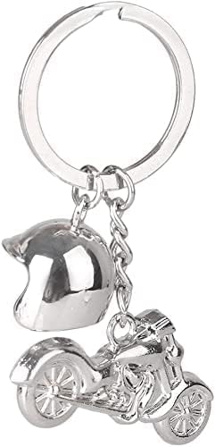jeufun 3D Metal Keyring Motorcycle Helmet Key Rings Motor Keychain Metal Key Chain3D Metal Motor Bike Gift for Men and Women