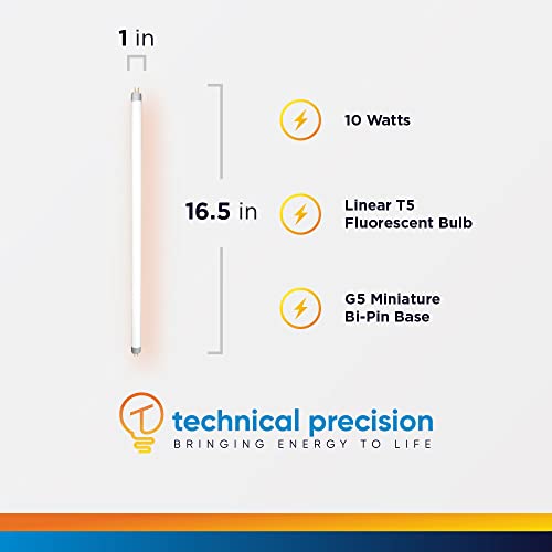 Technical Precision Replacement For Jasco F10T5/830/L Light Bulb - Linear T5 Fluorescent Bulbs With G5 Miniature Bipin Base - 3000K Dimmable - 1 Pack #TOP1