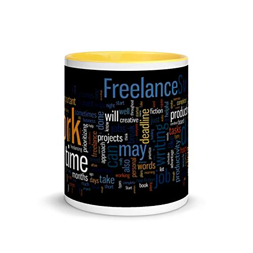 V Kraft "Motivational worktime Yellow 3 Tone" Unique and Stylish Love Quote Multicolor 3 Tone Ceramic Mug with Handle | Gift for Anyone On Any Occasion | Pack of 1, 330ml