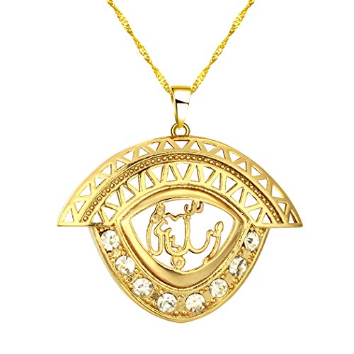 Preisvergleich Produktbild Chandler Allah / Eye Schmuck Strass Frauen Islamischer Anhänger Halskette Halskette Arabische Herren Gold Farbe Nahost-Muslime