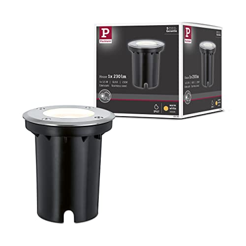 Paulmann 93992 Juego de lámparas LED empotrables en el suelo para exteriores IP67 Round GU10 Blanco cálido 3,5W Foco empotrable Iluminación para terrazas Foco empotrable en el suelo