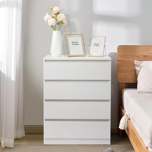 GODECOR White Dresser for Bedroom, Tall Dresser with 4 Drawers, Wooden Dresser Chest of Drawers, Modern Bedroom Furniture with Large Storage, Dresser Chest of Drawers, Living Room, Guest Room - Thumbnail 4