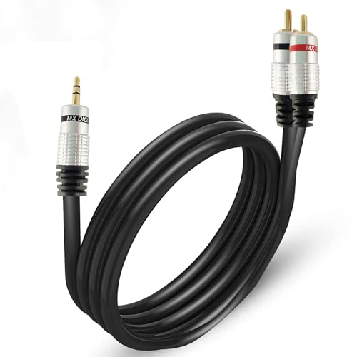 Image of MX 3.5mm to 2 RCA Cable Male, AUX to RCA Stereo Audio Cable, 5 Meters RCA Cord, Metal Shell for Smartphone, Tablet, MP3 Player, PC, TV, Speaker, Amplifier & Home Theatre