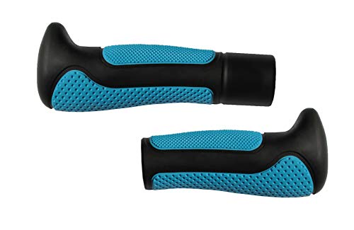 Puños Ergonómicos para Bicicleta - Juego de 2 / Elastómeros Termoplástico (TPE) / Mezcla de Goma / Fácil de instalar en Manillar / color Azul-Negro, tamaño Both Long